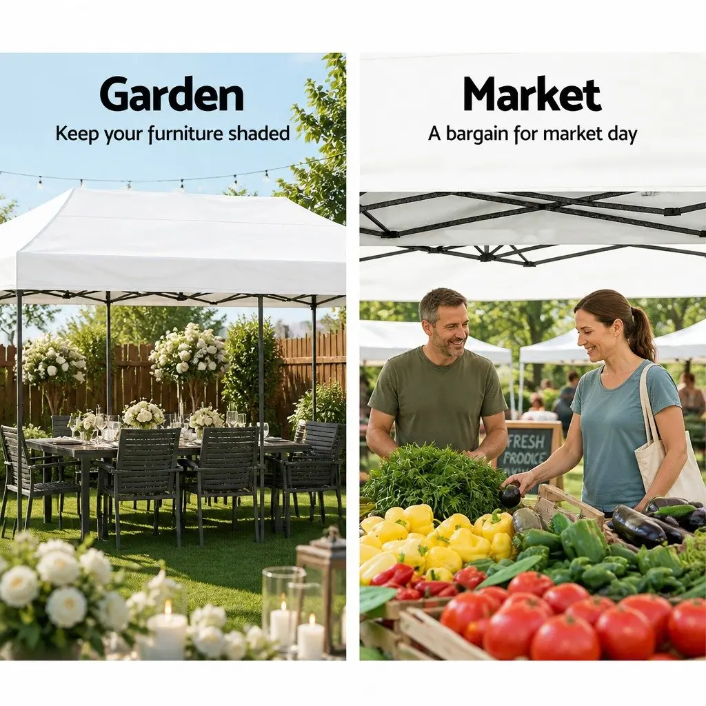 Pop Up Gazebo Tent UV Water Resistant 3x6m Adjustable Height White