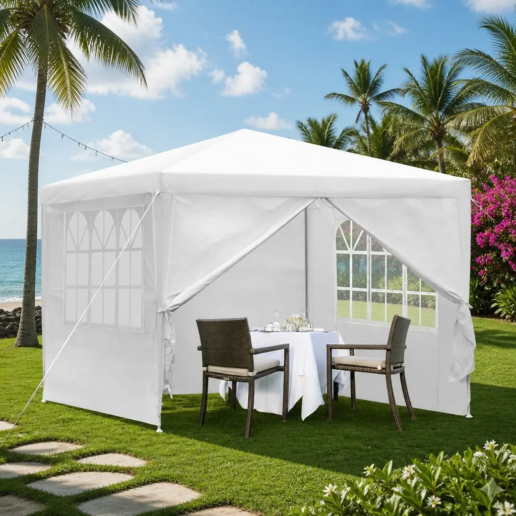 Gazebo 3x3m Marquee Tent Outdoor Party Wedding Camping Canopy Side Panels Window
