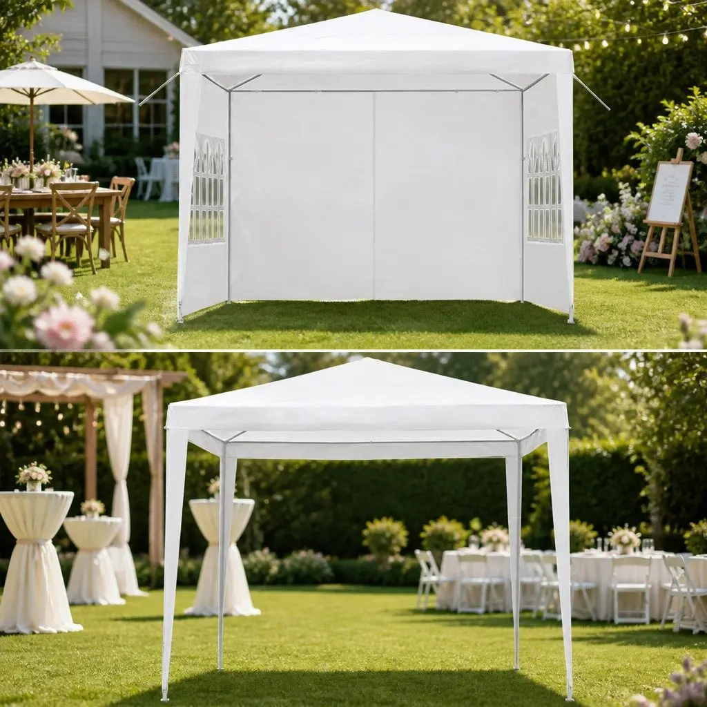 Gazebo 3x3m Outdoor Party Wedding Camping Canopy with Side Panels and Windows