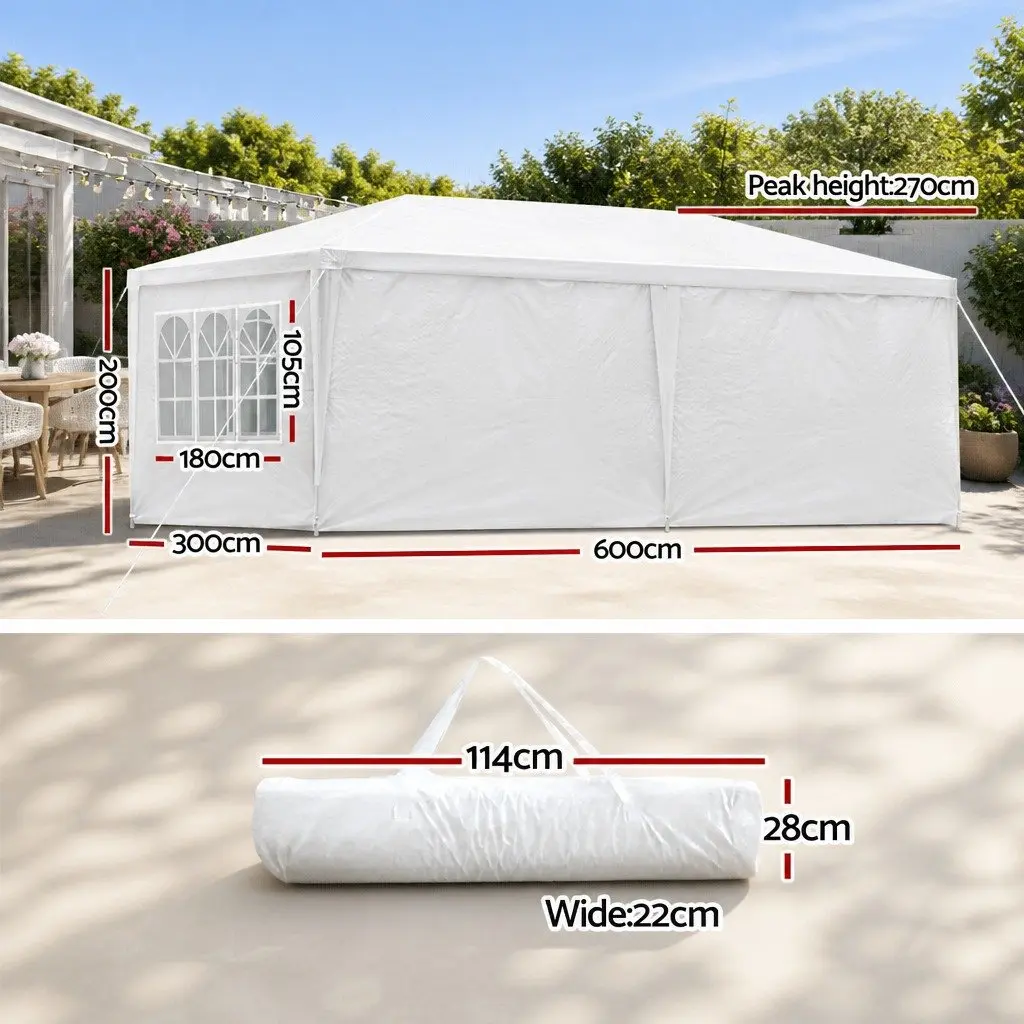 Gazebo 3x6m Outdoor Wedding Party Canopy with Removable Side Walls