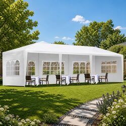 Gazebo 3x9m Marquee Wedding Party Tent Outdoor Camping Canopy 5 Panel White