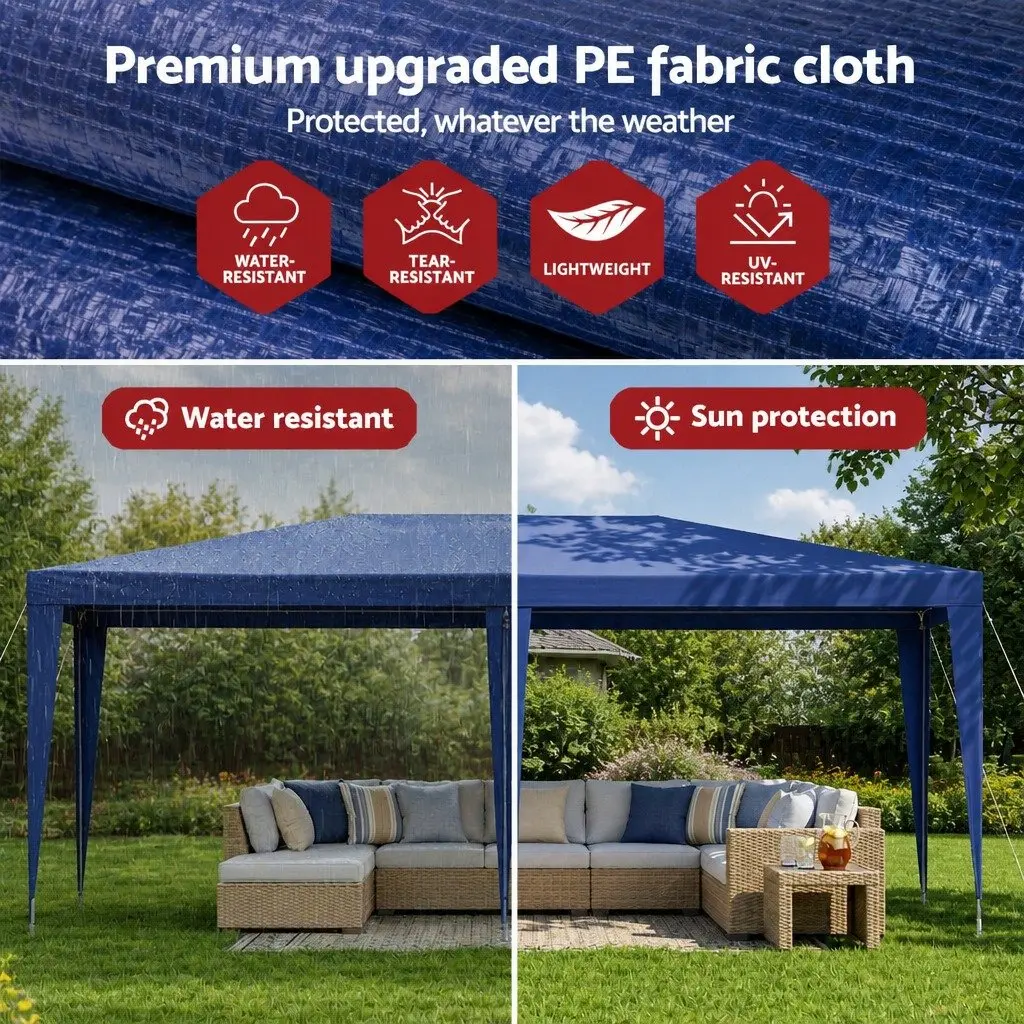Wedding Gazebo 3x6m Outdoor Party Marquee Tent Canopy Event Camping Shade Blue