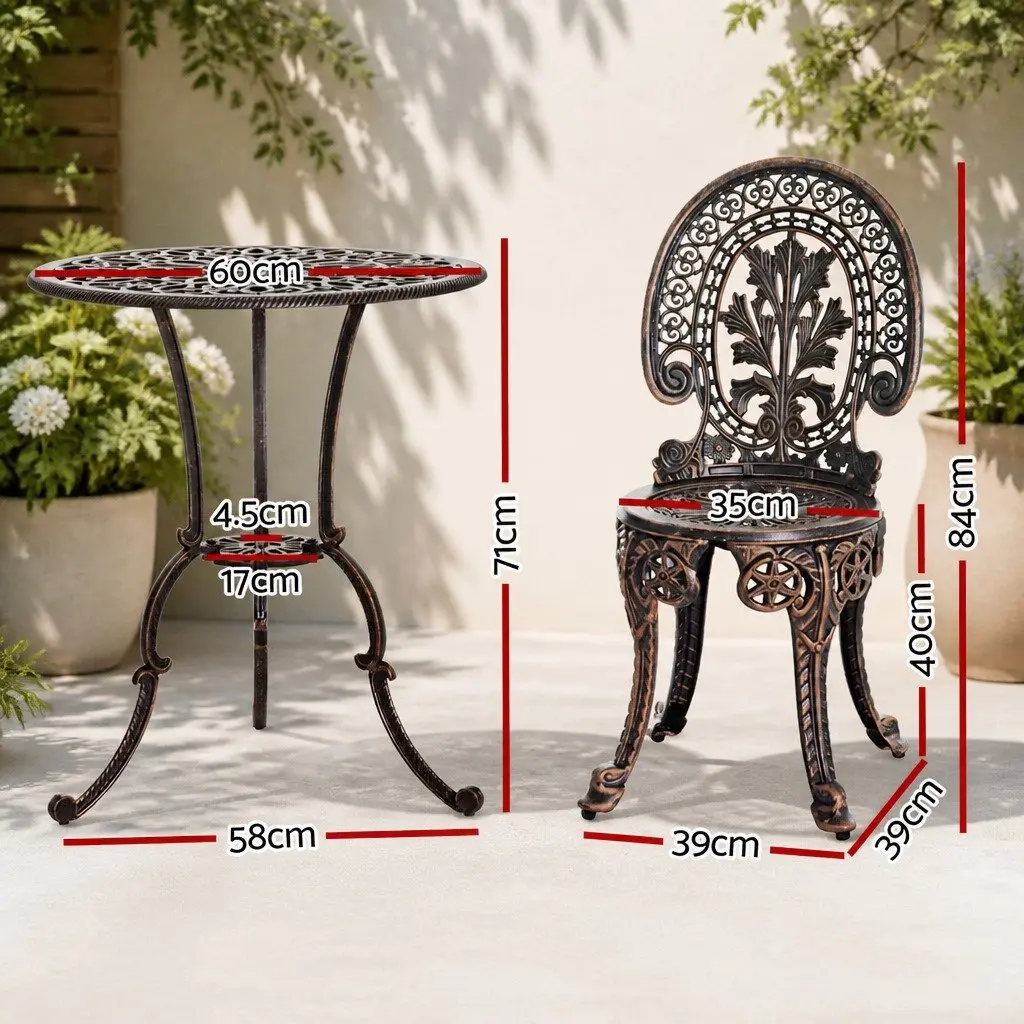 3PC Patio Bistro Set Outdoor Dining Chairs Table Garden Furniture Bronze