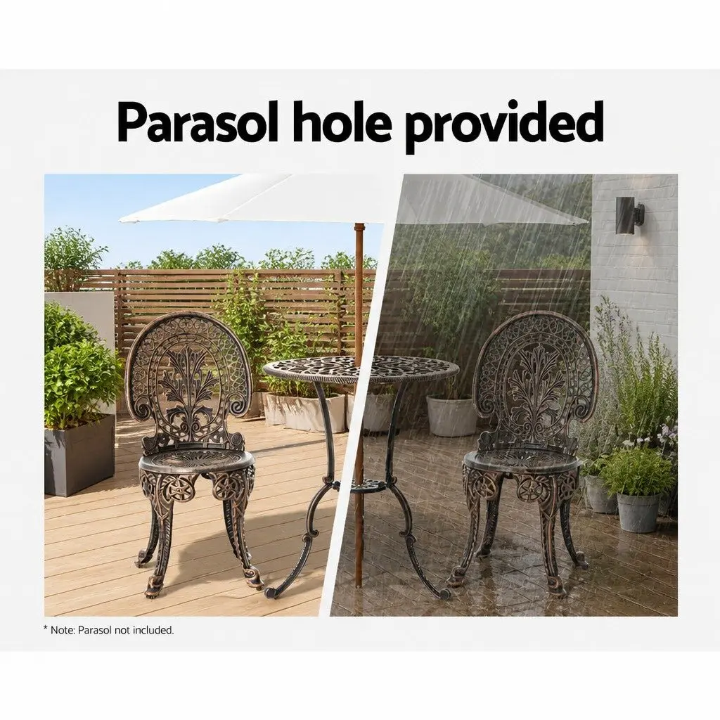 3PC Patio Bistro Set Outdoor Dining Chairs Table Garden Furniture Bronze
