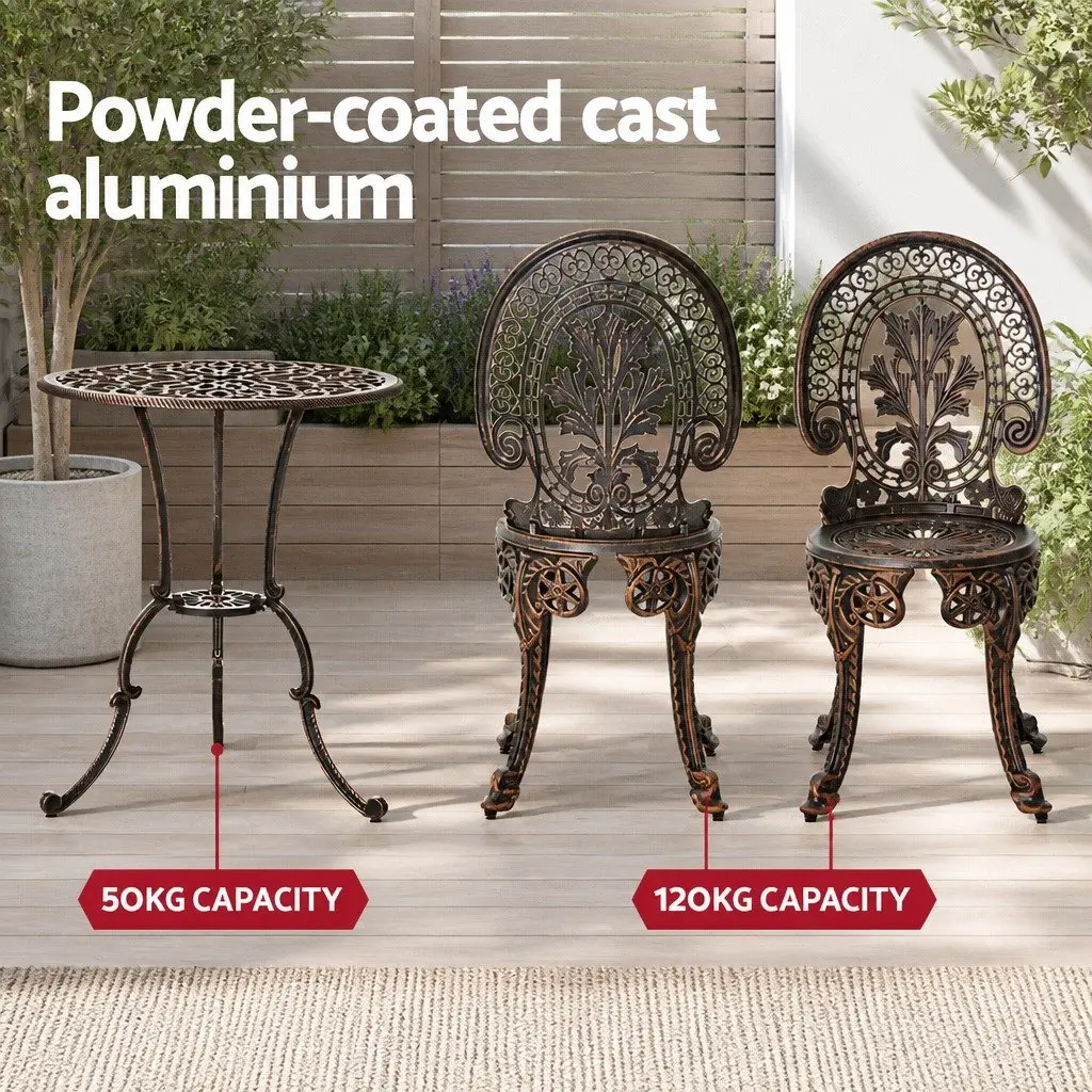 3PC Patio Bistro Set Outdoor Dining Chairs Table Garden Furniture Bronze