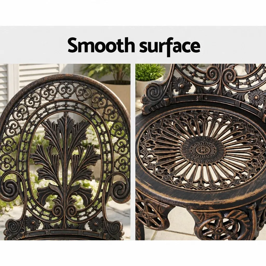 3PC Patio Bistro Set Outdoor Dining Chairs Table Garden Furniture Bronze