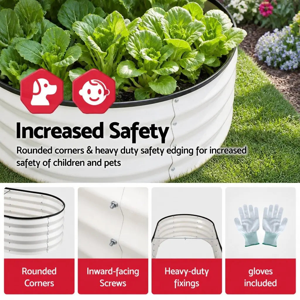 Raised Garden Bed Galvanised Steel Planter Box Open Base 120x60x30cm 2 Pack White