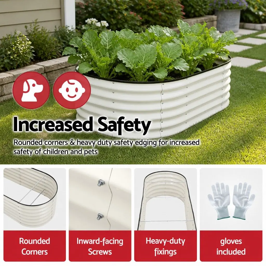 Oval Raised Garden Bed Galvanised Steel Planter Box 240x60x45cm