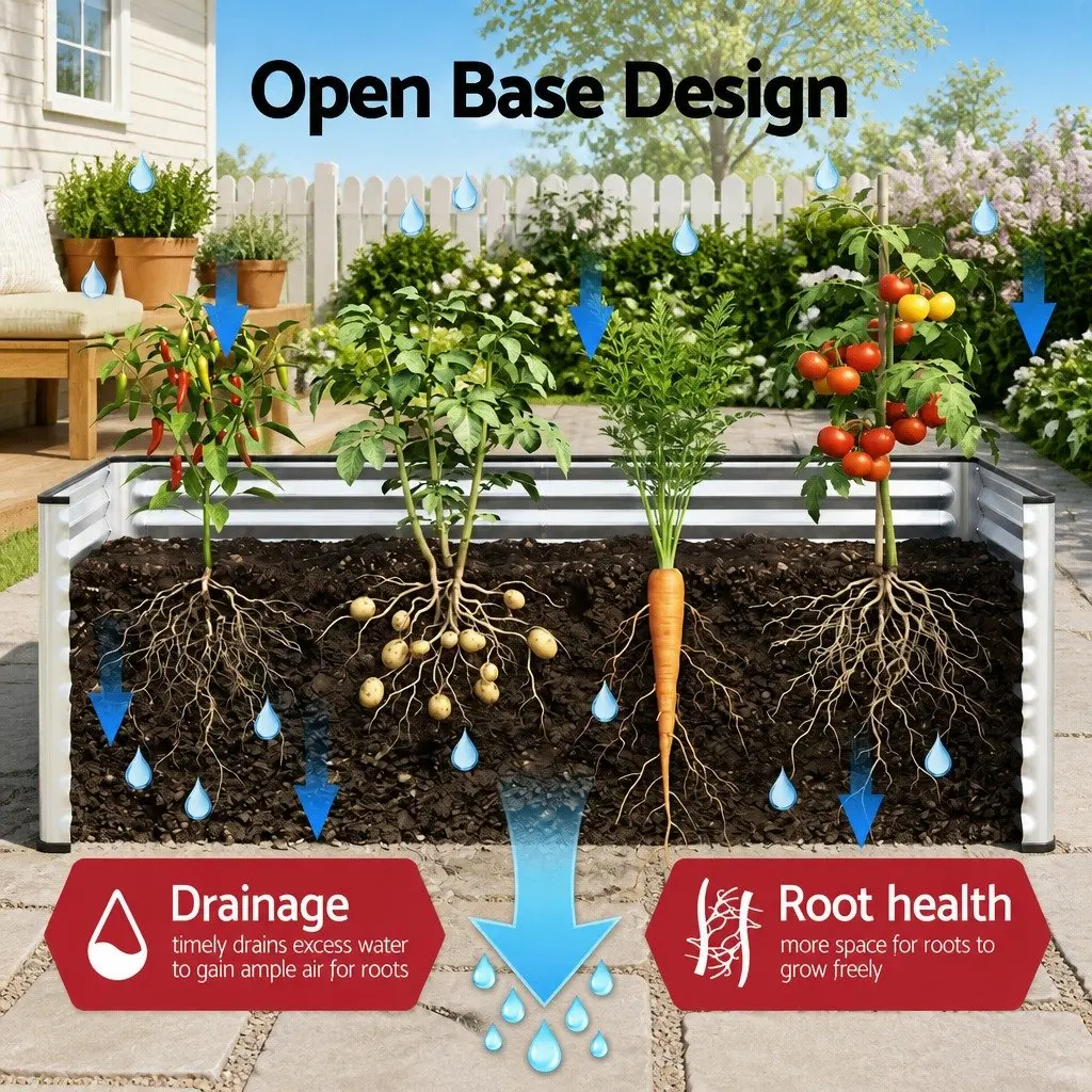 Raised Garden Bed with Greenhouse 3 in 1 Galvanised Planter Box 190 x 90 x 90 cm