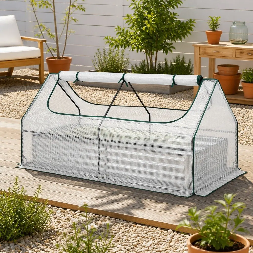 Raised Garden Bed 3 in 1 Greenhouse Planter Box Kit with Opening Windows