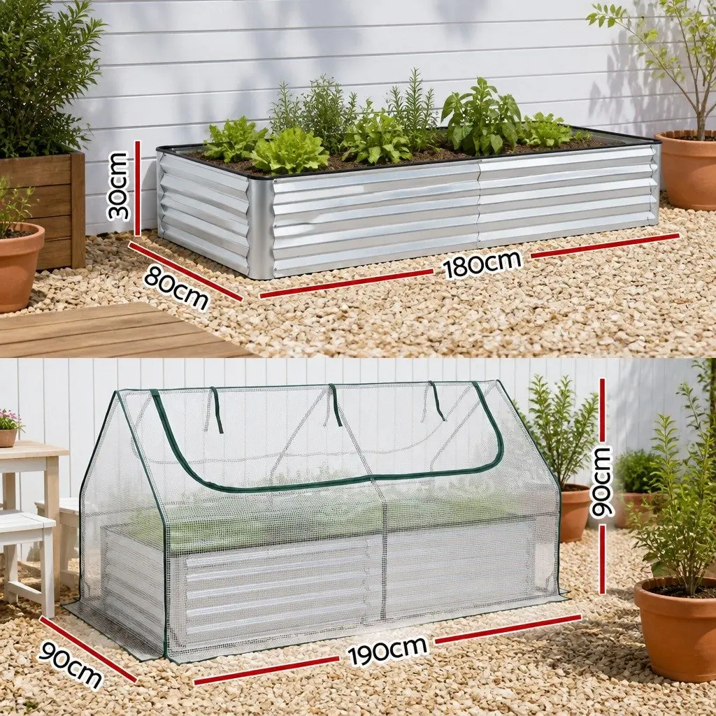 Raised Garden Bed 3 in 1 Greenhouse Planter Box Kit with Opening Windows