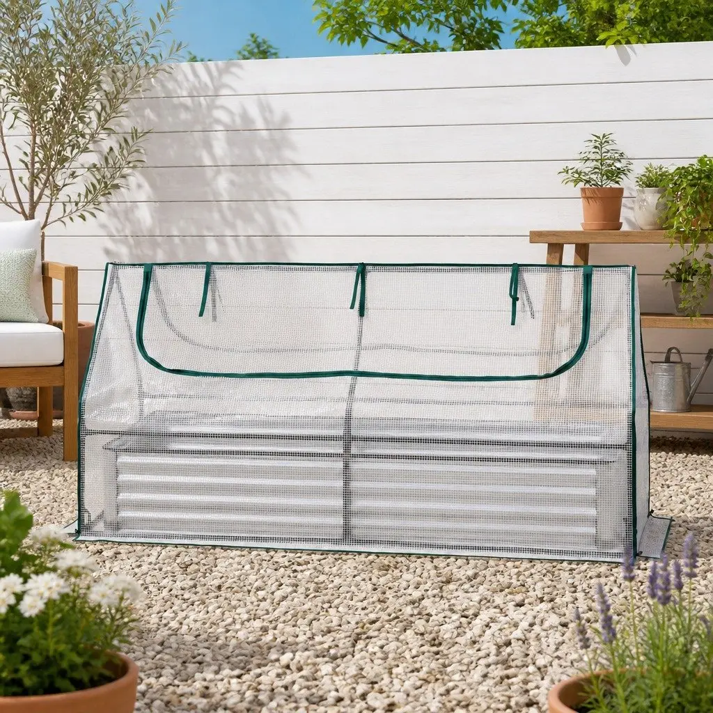 Raised Garden Bed 3 in 1 Greenhouse Planter Box Kit with Opening Windows