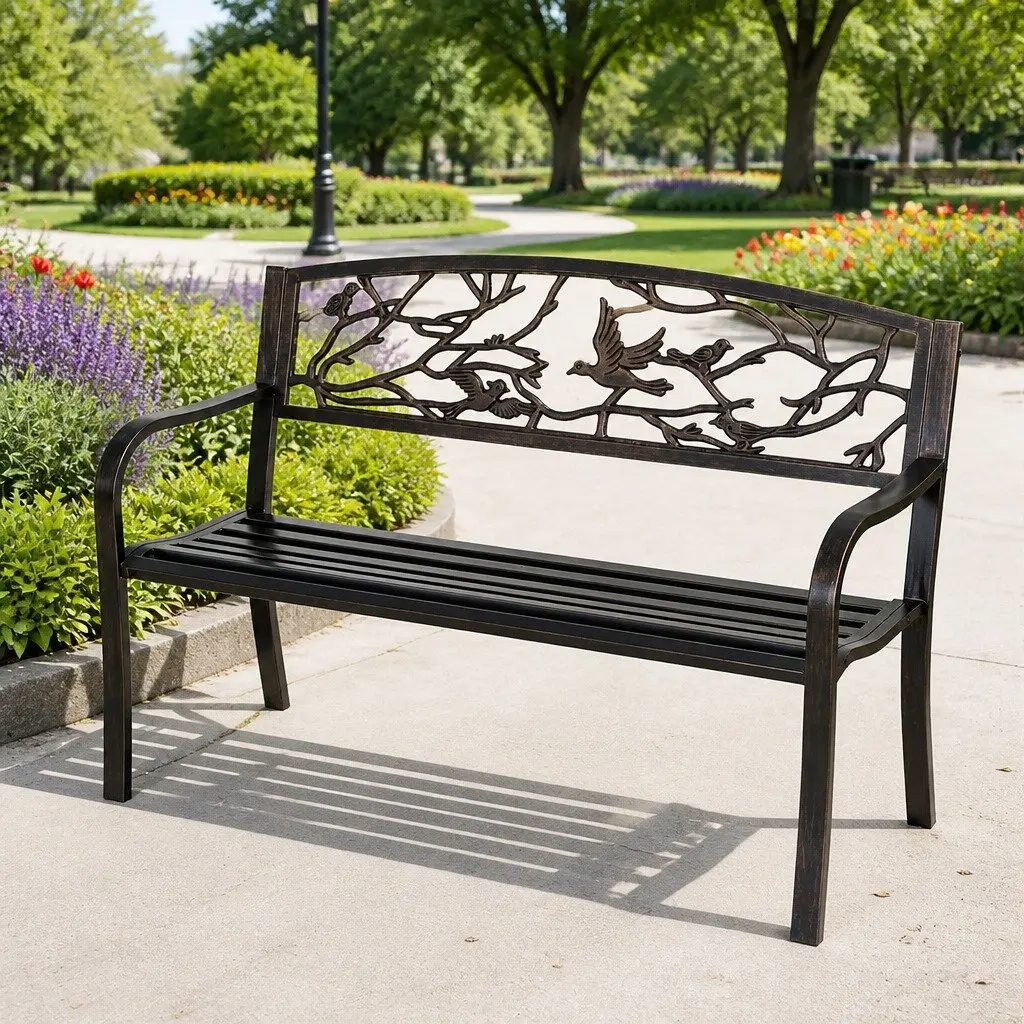 3-Seater Garden Bench in Bronze Finish