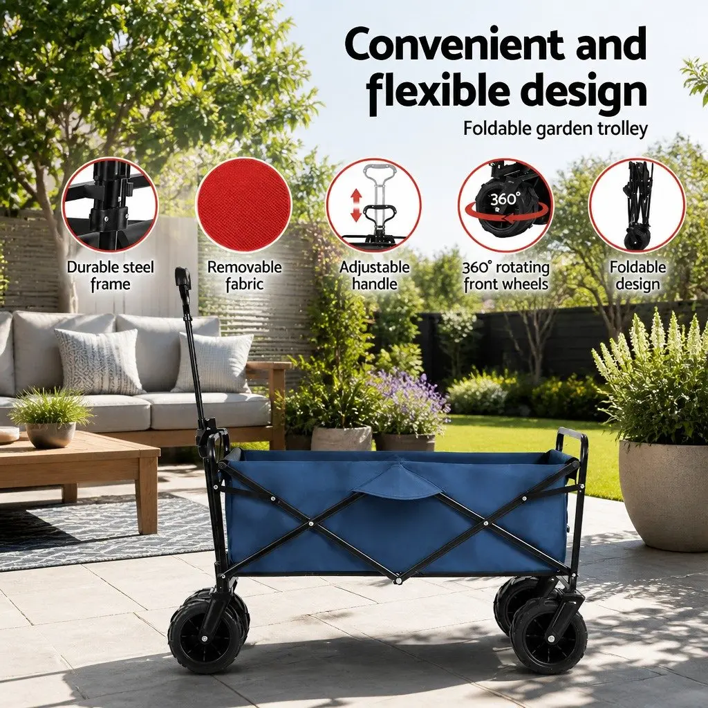 Garden Cart Folding Trolley Heavy Duty 120kg Size