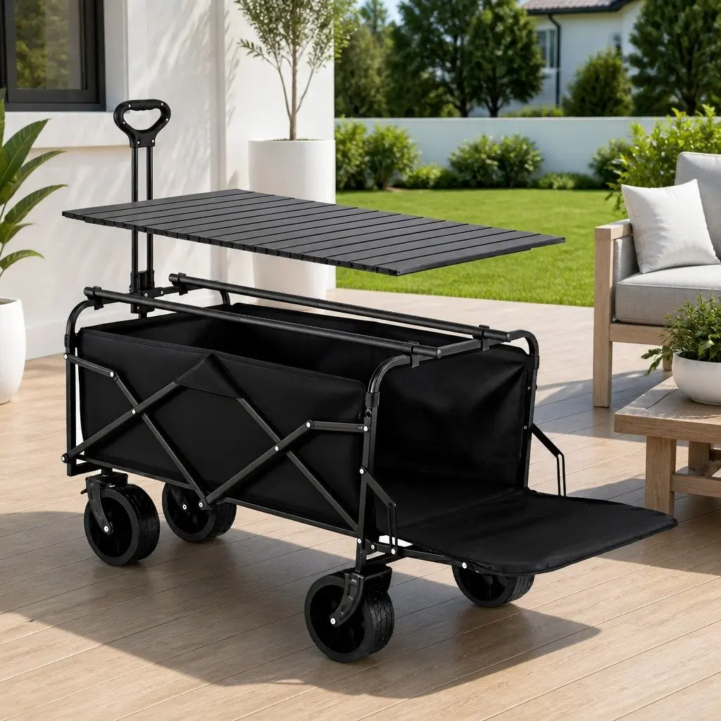Folding Camping Wagon with Tailgate Table