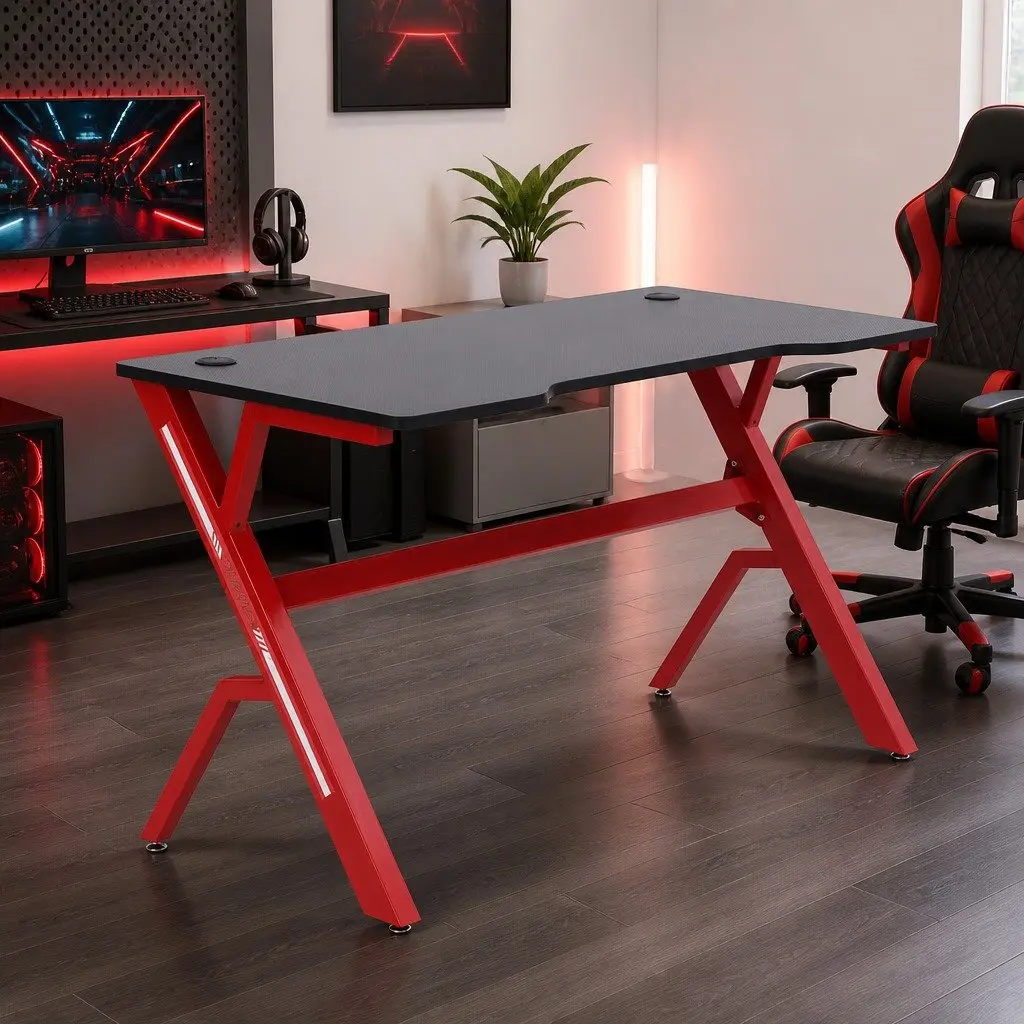 Gaming Desk Carbon Fibre 120cm Red Black