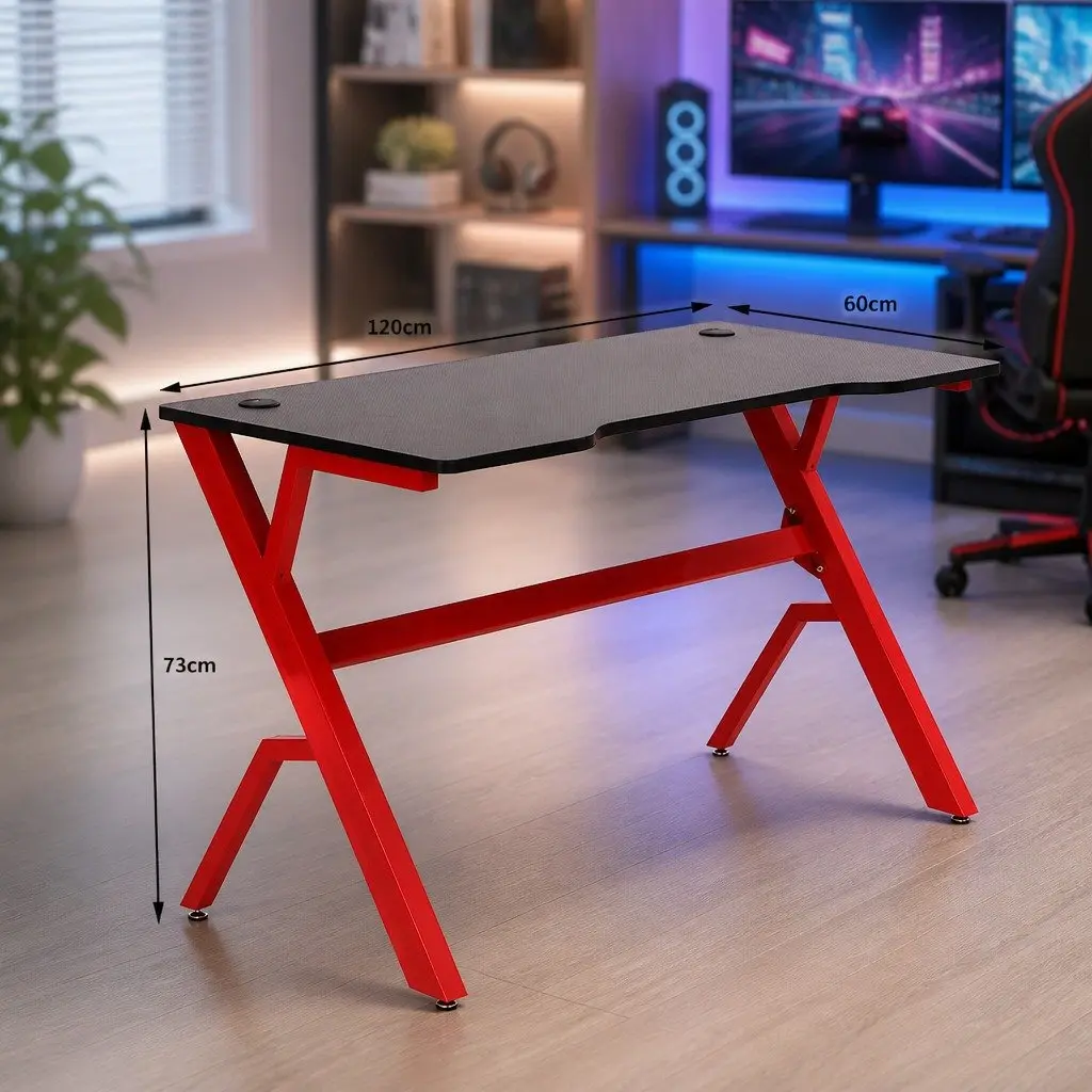 Gaming Desk Carbon Fibre 120cm Red Black