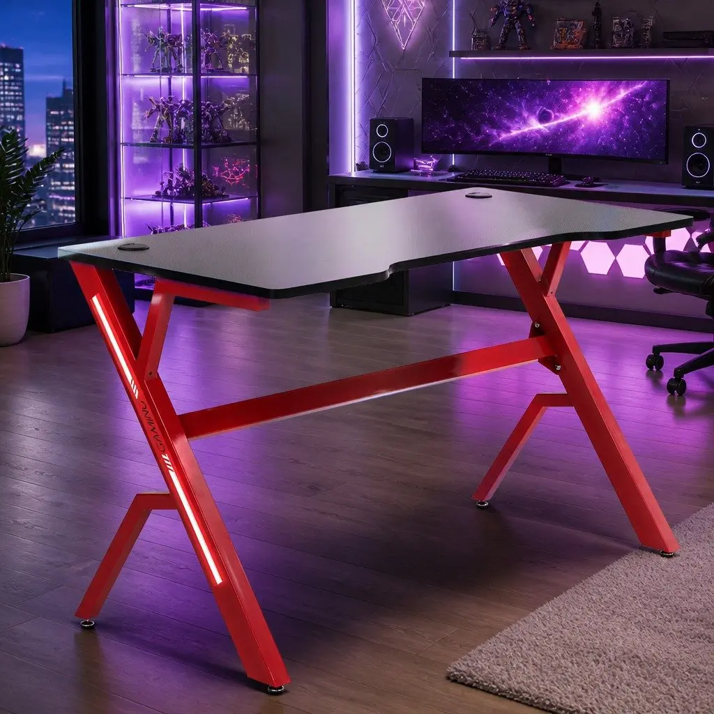 Gaming Desk Carbon Fibre 120cm Red Black