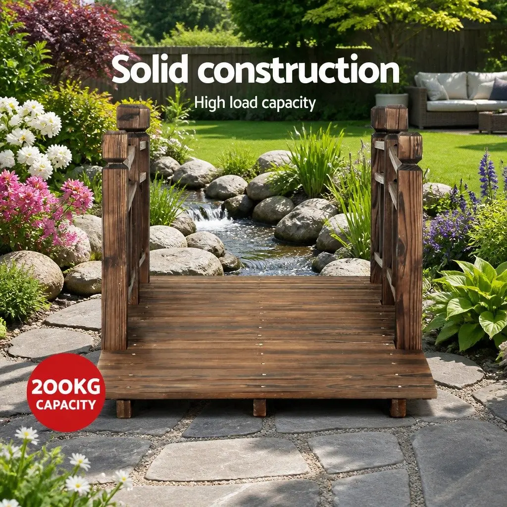 Wooden Garden Bridge 150cm Outdoor Ornament Arch Design with Railings