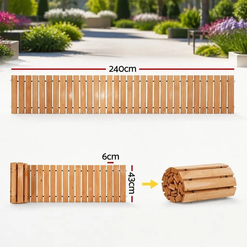 Garden Pathway Roll-Out Wooden 8FT Flexible Anti-Slip Brown Outdoor