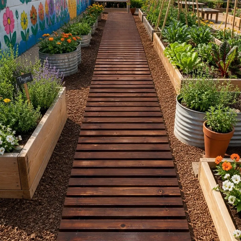 Garden Pathway Roll-Out Walkway Anti-Slip 8FT Charcoal Wood