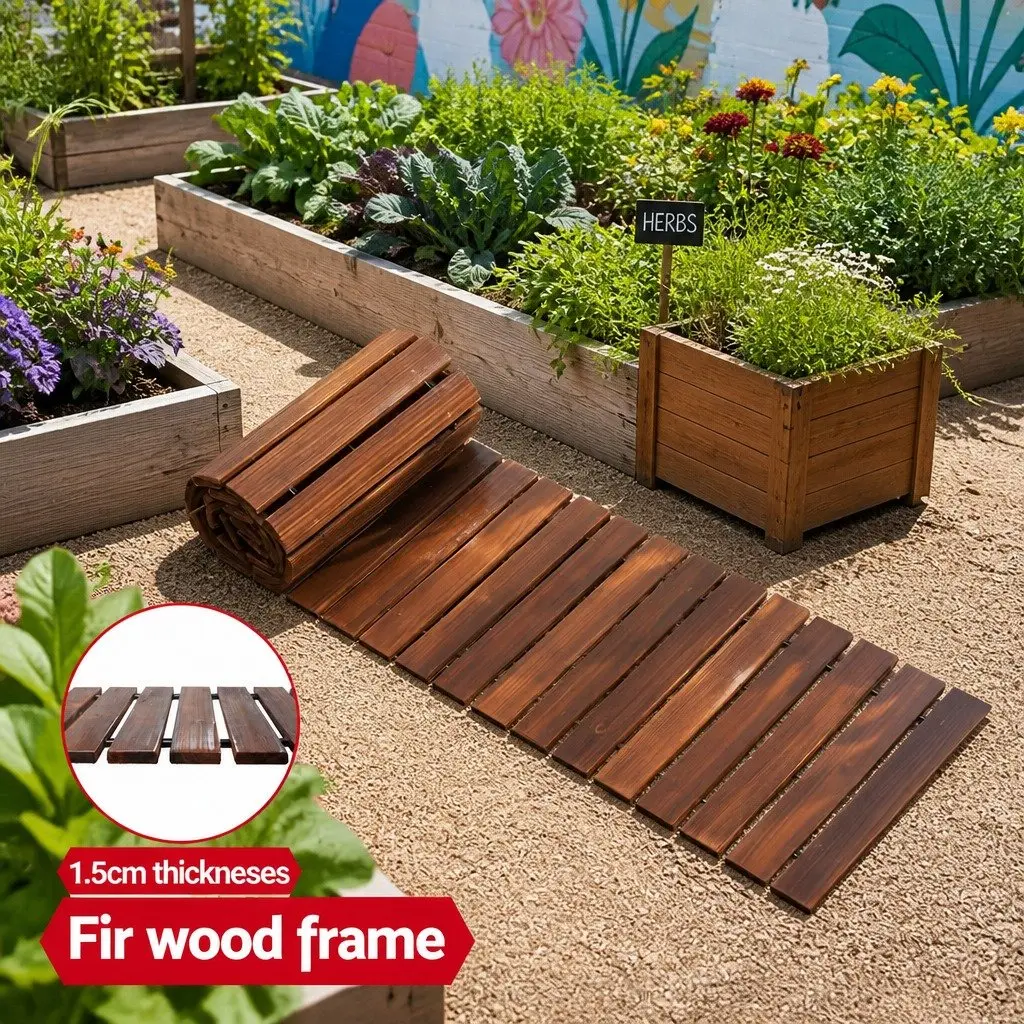 Garden Pathway Roll-Out Walkway Anti-Slip 8FT Charcoal Wood