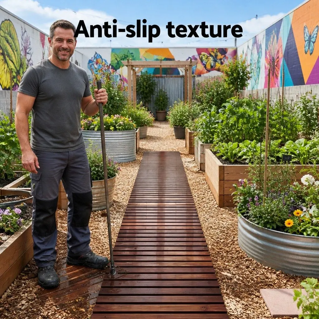 Garden Pathway Roll-Out Walkway Anti-Slip 8FT Charcoal Wood