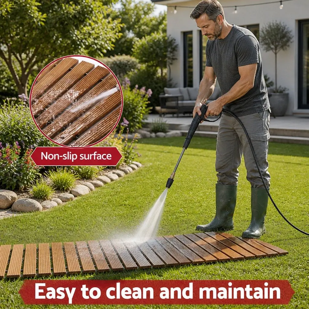 Garden Pathway Roll-Out Wooden 8FT Curved Outdoor Terrain Brown