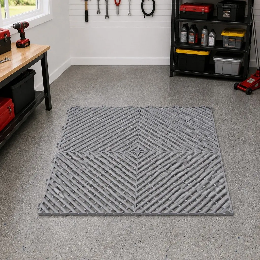 Interlocking Garage Floor Tiles 20PCS Workshop Non-Slip Heavy Duty Grey 40x40cm