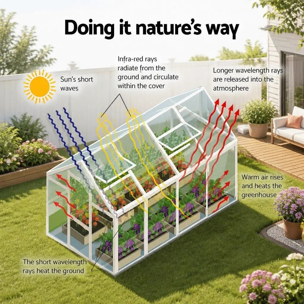 Aluminium Greenhouse Double Doors 4.7x2.5x2.26M Polycarbonate Garden Shed