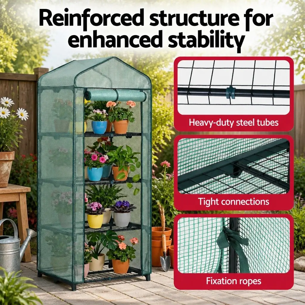 Greenhouse Portable 4 Tier Plant Shelf Compact Size Outdoor