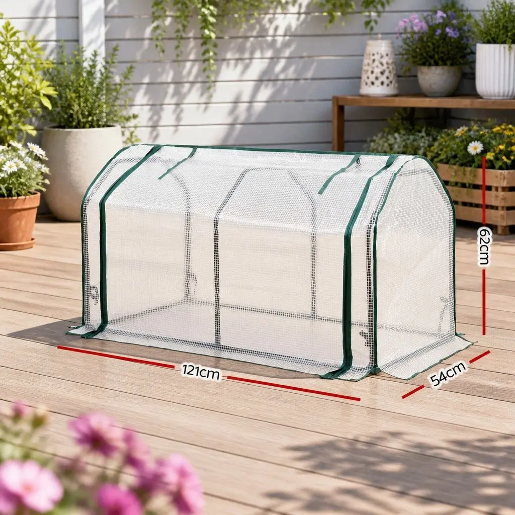 Mini Greenhouse PE Cover Roll-Up Zippered Door Compact 121cm x 54cm x 62cm
