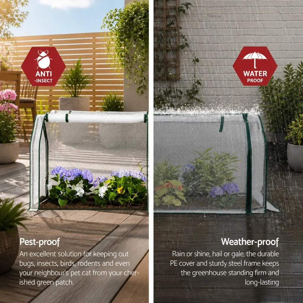 Mini Greenhouse PE Cover Roll-Up Zippered Door Compact 121cm x 54cm x 62cm