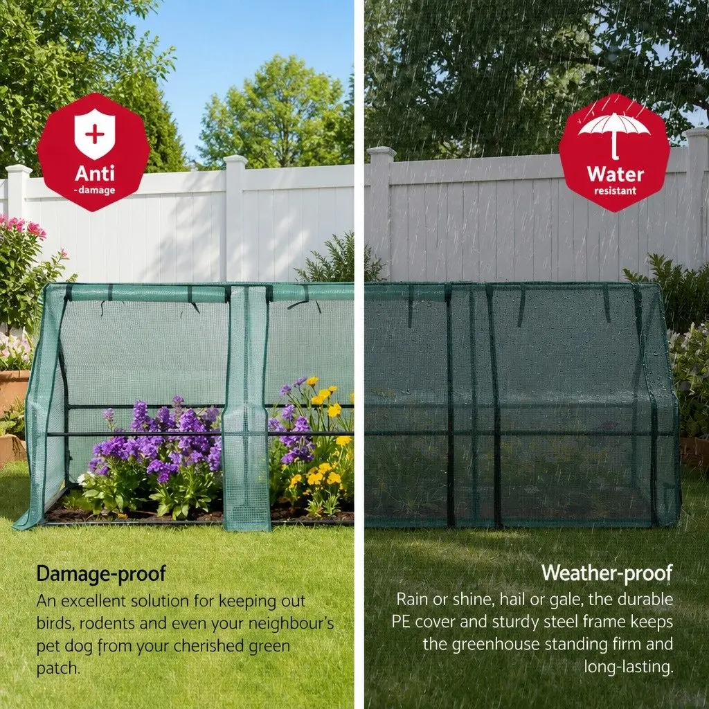 Mini Greenhouse Steel Frame PE Cover 240x90x90cm Outdoor Garden Shelter Portable