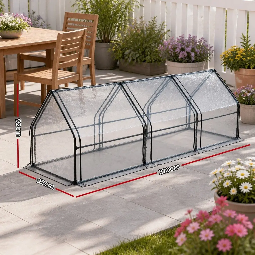Greenhouse Mini Raised Garden Bed Planter 2.7x0.9x0.9M Protective Cover Outdoor