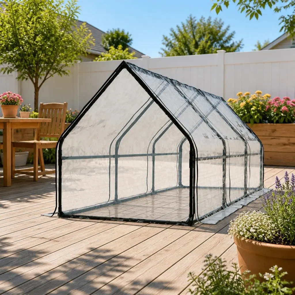 Greenhouse Mini Raised Garden Bed Planter 2.7x0.9x0.9M Protective Cover Outdoor