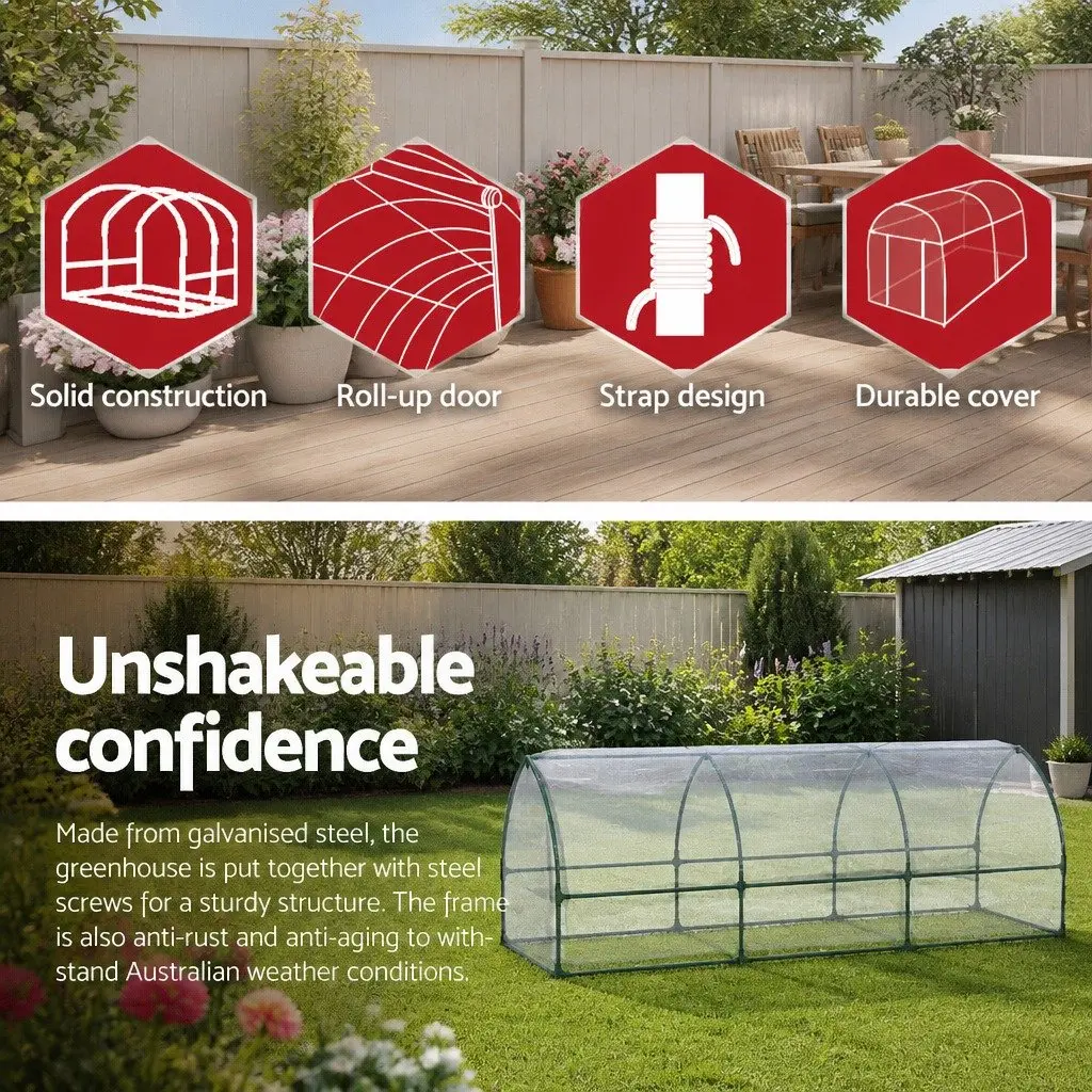 Greenhouse Mini Raised Garden Bed Planter 2.7x0.9x0.9M Protective Cover Outdoor