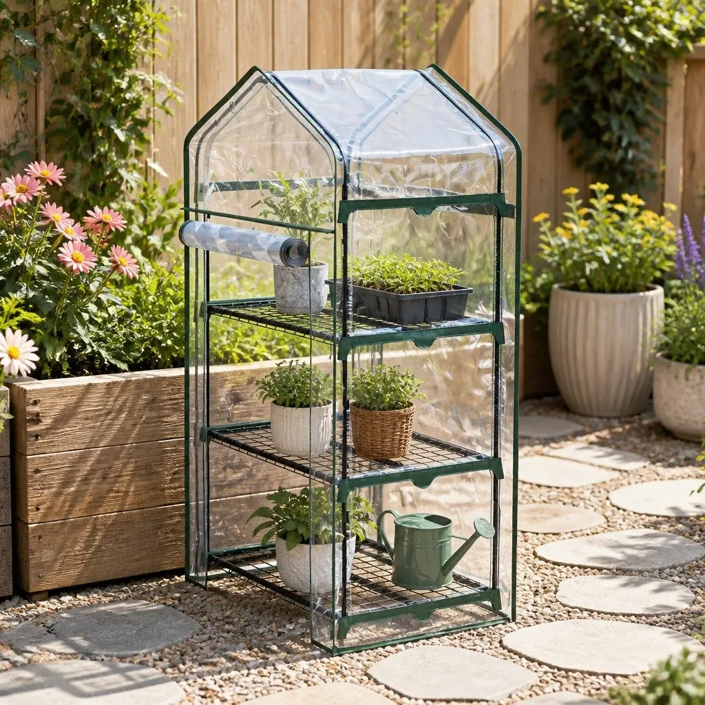 Mini Greenhouse 3 Tier Planter Waterproof PVC Cover 128 x 69 x 49cm