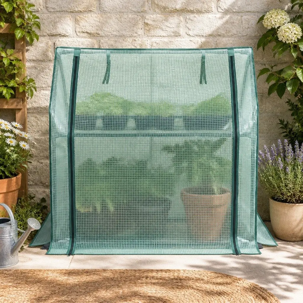 Mini Greenhouse 91x46x84cm Steel Frame PE Cover Outdoor Garden Shelter Plant