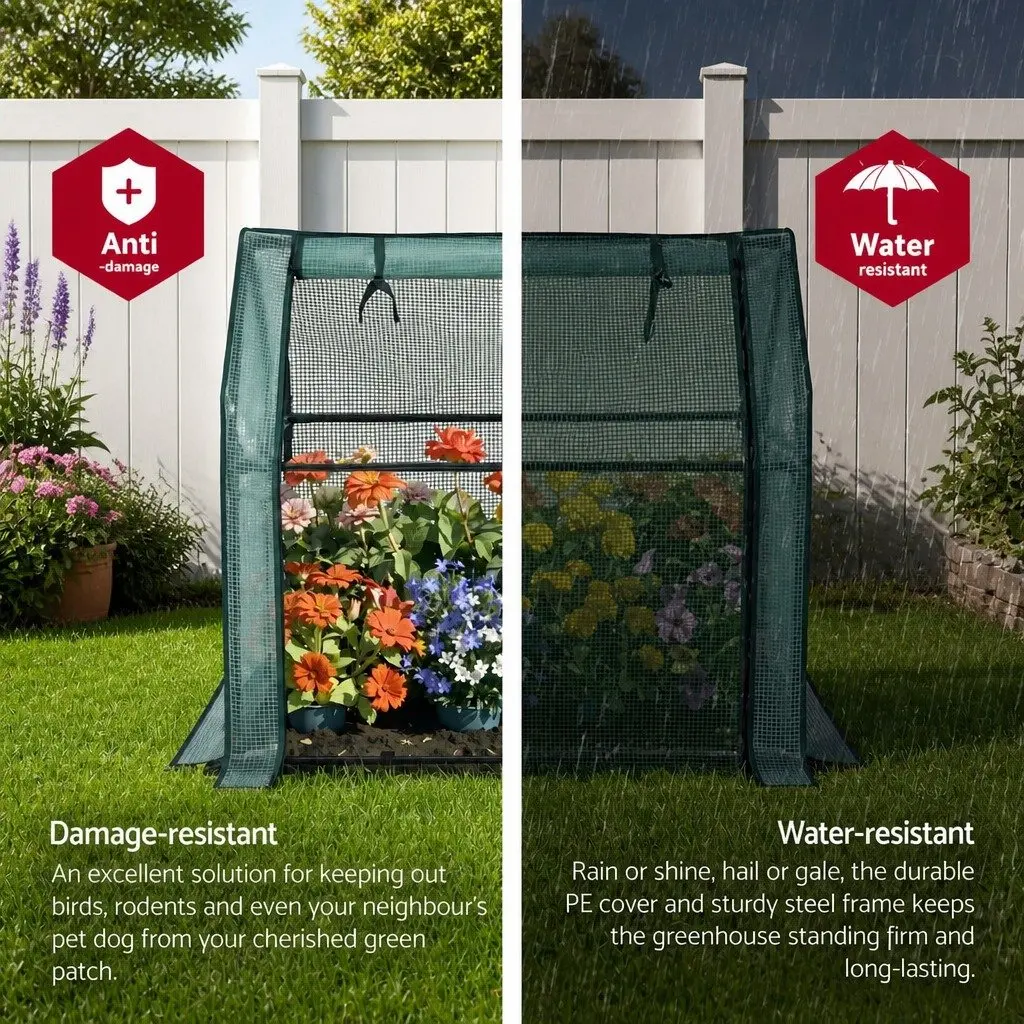 Mini Greenhouse 91x46x84cm Steel Frame PE Cover Outdoor Garden Shelter Plant