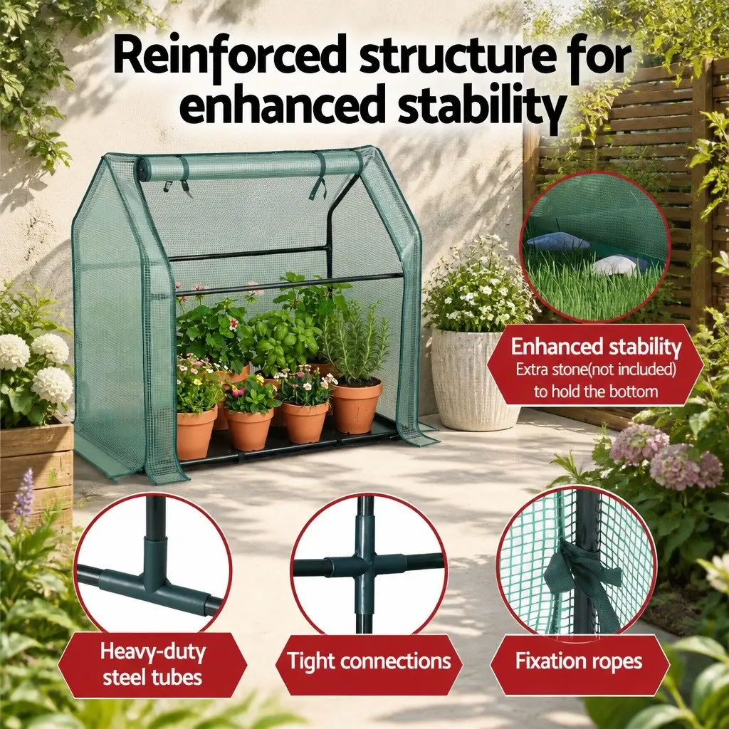 Mini Greenhouse 91x46x84cm Steel Frame PE Cover Outdoor Garden Shelter Plant