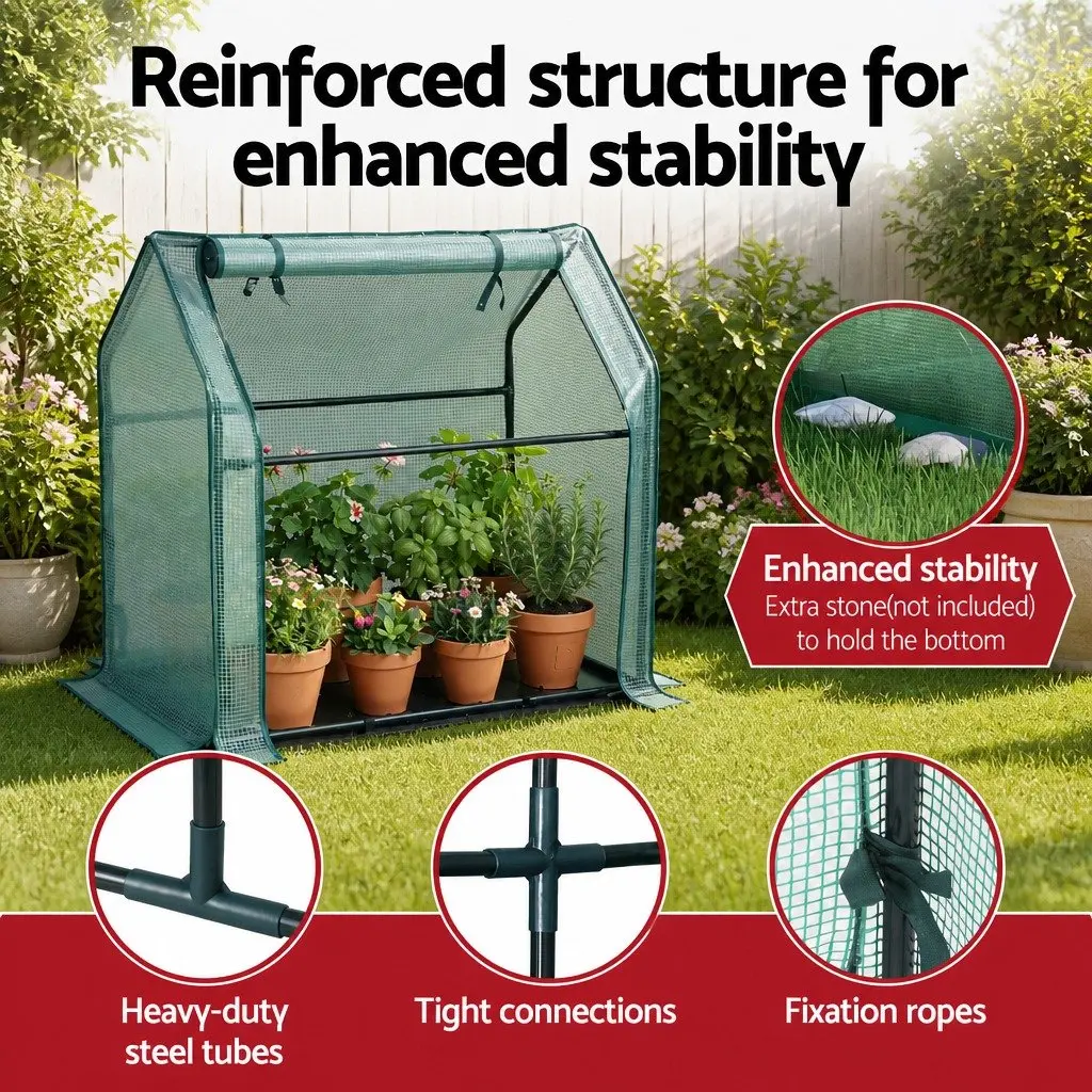 Mini Greenhouse 91x46x84cm Steel Frame PE Cover Outdoor Garden Shelter Plant
