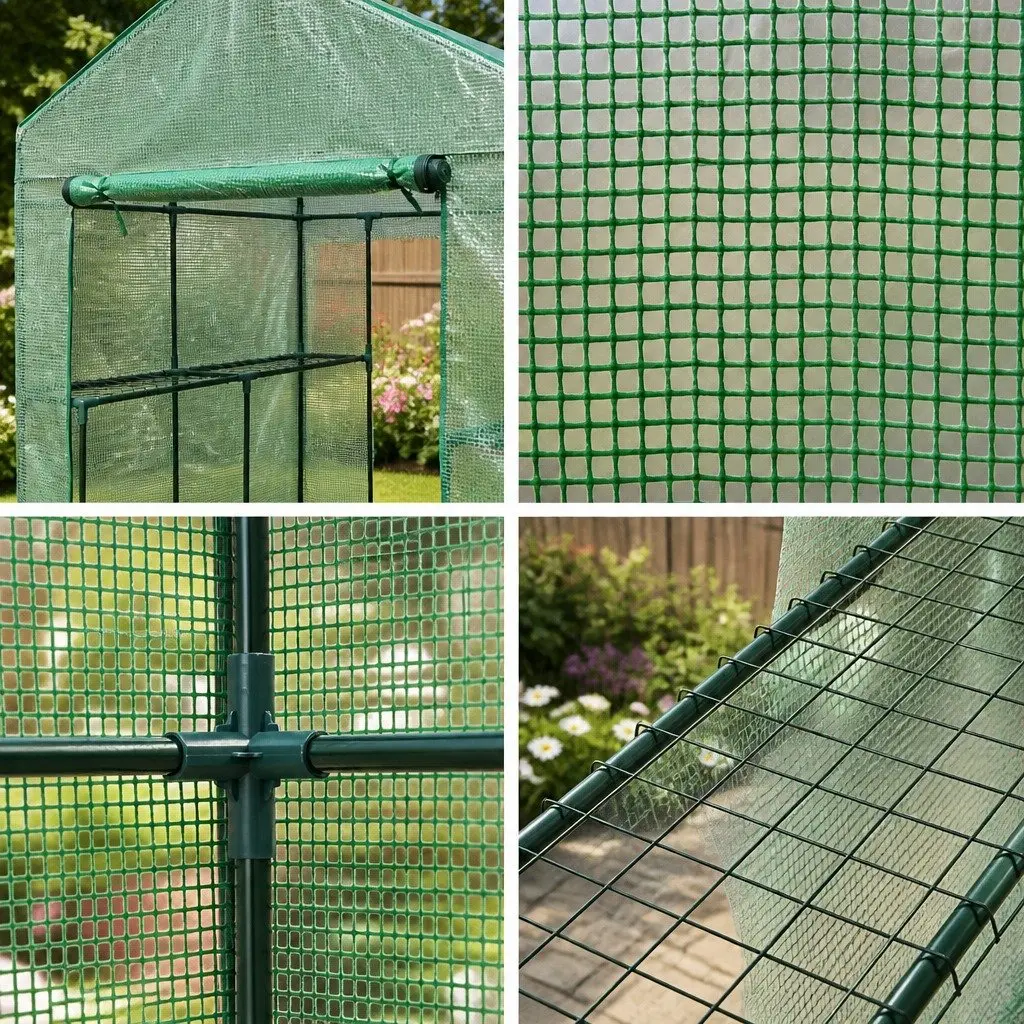 Walk-In Greenhouse Tunnel Portable 1.4x1.55x2M with 8 Shelves for Garden Plant Shed