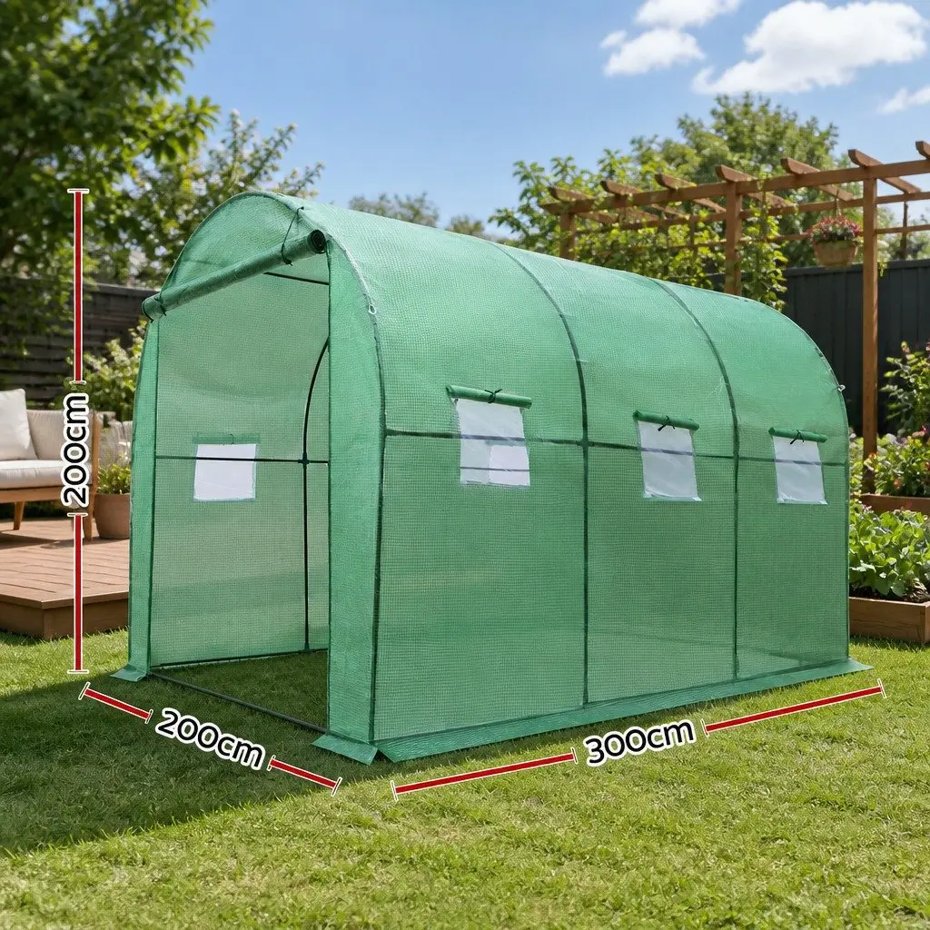 Walk-In Greenhouse Durable Powder Coated Steel Frame 3x2x2M Tunnel Garden Plant Dome Shed