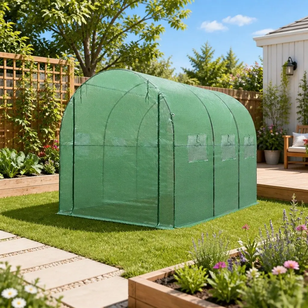 Walk-In Greenhouse Durable Powder Coated Steel Frame 3x2x2M Tunnel Garden Plant Dome Shed