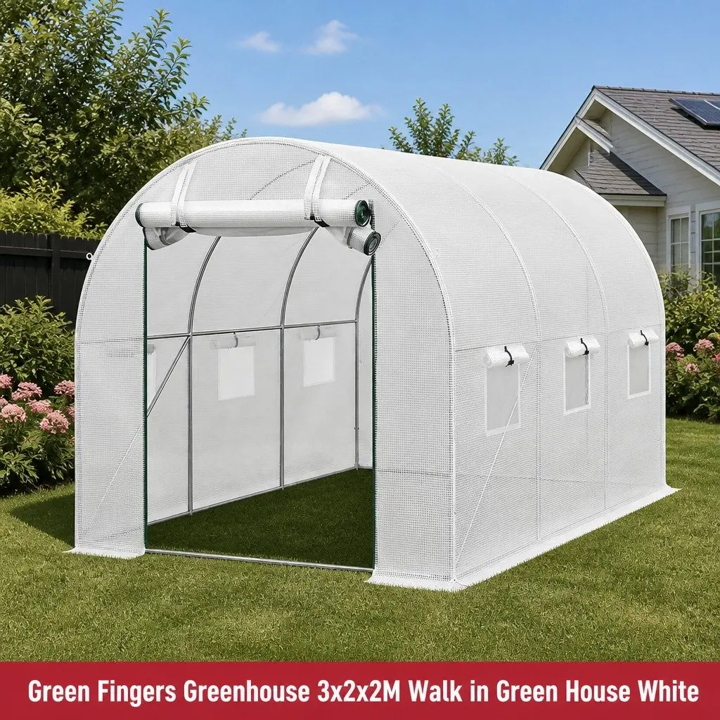 Walk In Greenhouse Durable Steel Frame PE Cover 3x2x2M Outdoor Garden