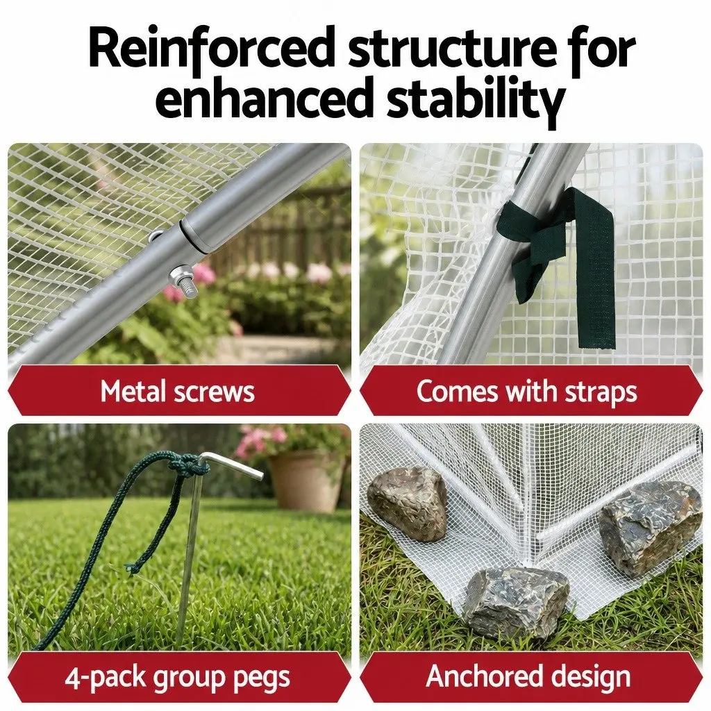 Walk In Greenhouse Durable Steel Frame PE Cover 3x2x2M Outdoor Garden