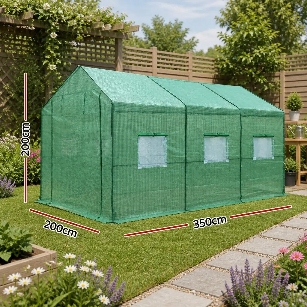 Walk In Greenhouse Tunnel Robust Galvanised Steel Frame 3.5M x 2M x 2M