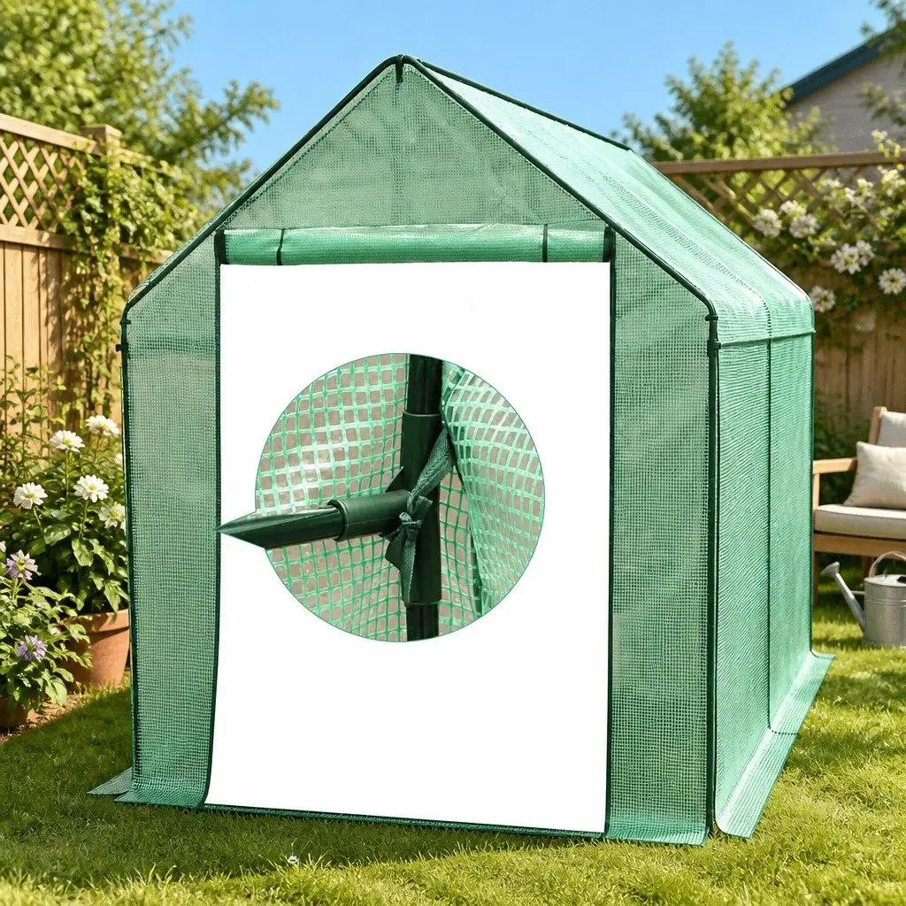 Walk In Greenhouse Tunnel Robust Galvanised Steel Frame 3.5M x 2M x 2M
