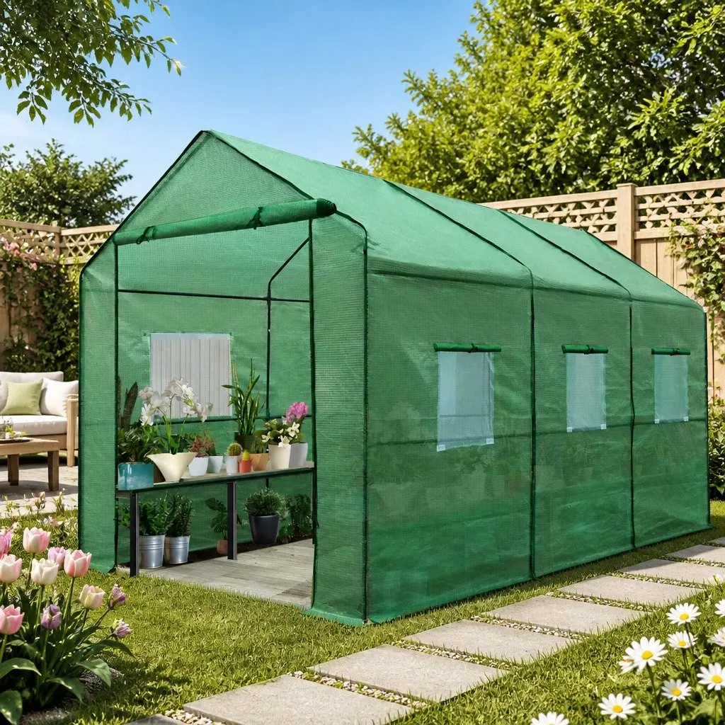Walk In Greenhouse Tunnel Robust Galvanised Steel Frame 3.5M x 2M x 2M